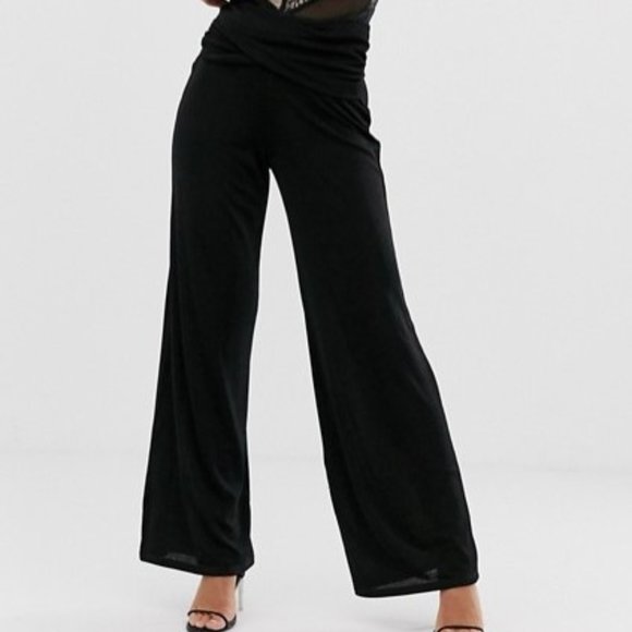 ASOS Pants - ASOS DESIGN slinky wide leg pants with wrap wais